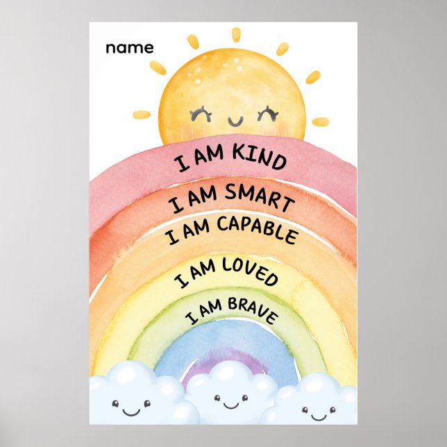 Regenbogen-Affirmationen Poster (Vorne)