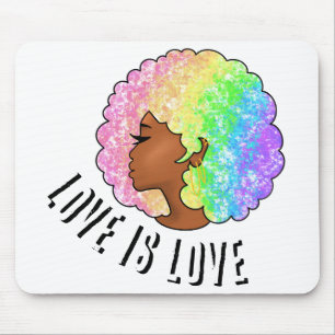 Regenbogen Afro LGBTQ Liebe ist Liebe Stolz schwar Mousepad