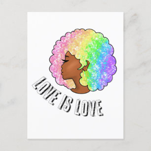 Regenbogen Afro LGBTQ Liebe ist Liebe Stolz schwar Postkarte