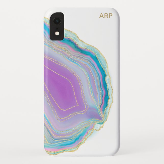 *~* Regenbogen Agate Gold Glitzer Pastell Weiß Case-Mate iPhone Hülle (Rückseite)