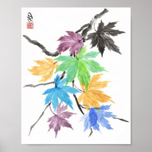 Regenbogen-Ahorn-Tanz Poster