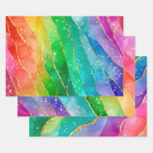 Regenbogen-Alkohol-Tinte-Gold-Glitter-Abstrakt-Des