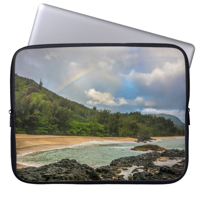 Regenbogen am Lumaha'i Beach, Kauai, Hawaii Wetsui Laptopschutzhülle (Vorderseite)