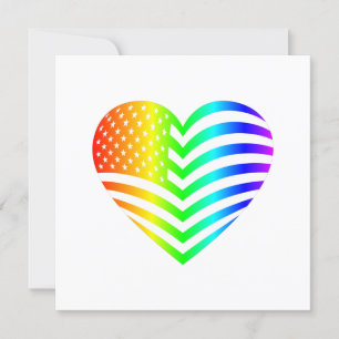 Regenbogen-amerikanische Flagge Herz patriotischer Einladung