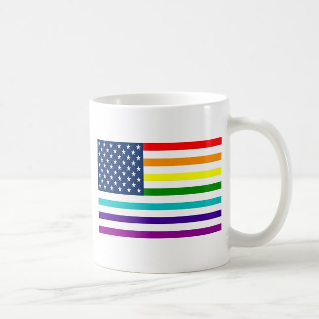 Regenbogen-amerikanische Flagge Kaffeetasse (Rechts)