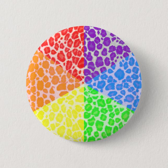 Regenbogen angelt Leopard-Muster Button (Vorderseite)