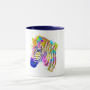 Regenbogen-Aquarell-Farbspritzer-Zebra-Grafik Tasse