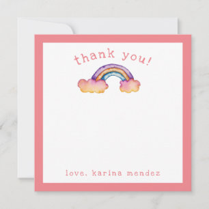 Regenbogen-Aquarell-Kinder personalisiert Dankeskarte