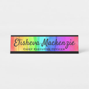 Regenbogen-Aquarell-Schilder für Büroschreibtische Schreibtischnamensplakette