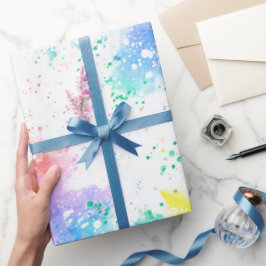 Regenbogen-Aquarell-Spritzer abstraktes Muster Geschenkpapier
