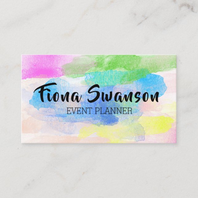 Regenbogen-Aquarell-weibliche Handschrift Visitenkarte (Vorderseite)