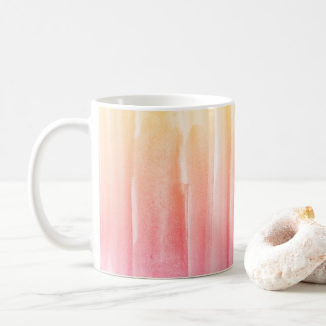 Regenbogen Aquarellfarbe Abstrakte Malcoffe Kaffeetasse (Mit Donut)