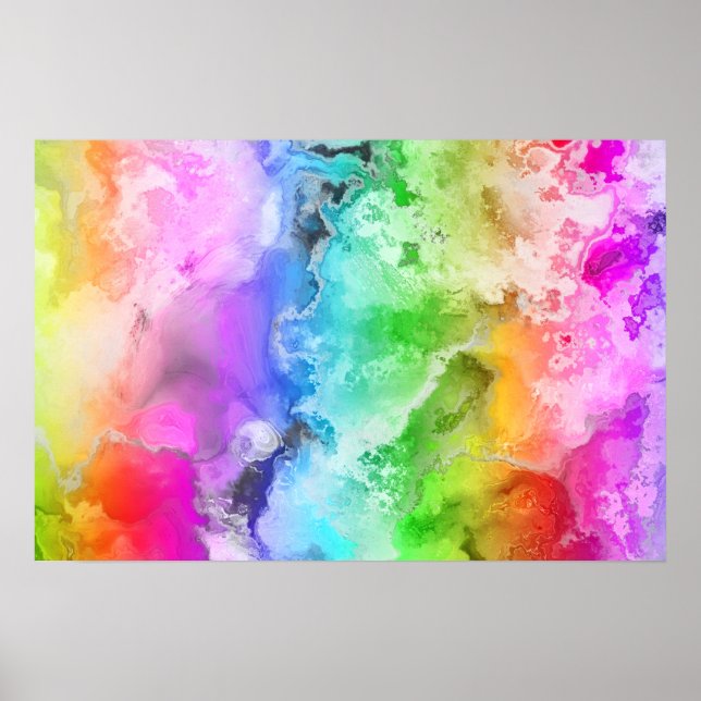 REGENBOGEN AQUITMALEREI ABSTRAKTE KUNST POSTER (Vorne)