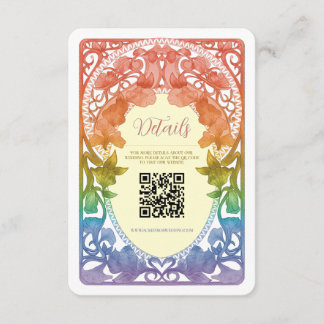 Regenbogen Art Nouveau QR-Code Hochzeitseinschluss Begleitkarte