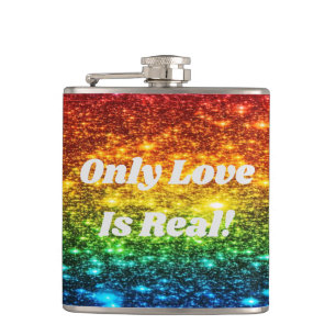 Regenbogen Astral Glitter Nur Liebe ist echt Flachmann