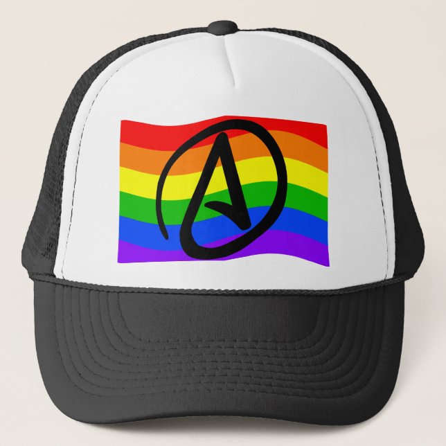 Regenbogen-Atheisten-Flagge Truckerkappe (Vorderseite)