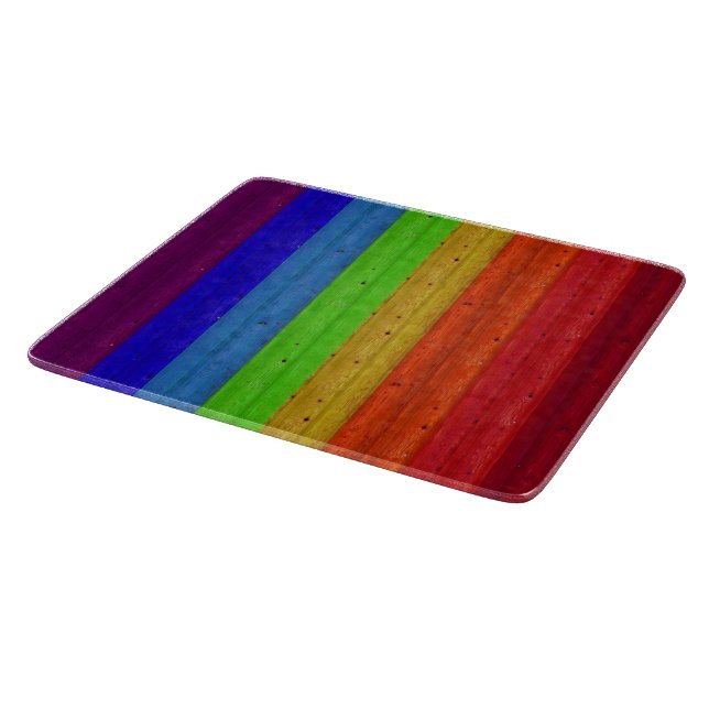 Regenbogen auf Holz Schneidebrett (Ecke)