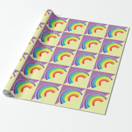 Regenbogen auf Lila und gelb Geschenkpapier