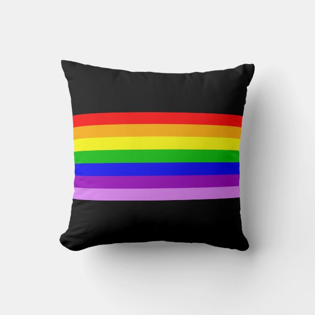 Regenbogen auf Schwarz Kissen (Vorderseite)