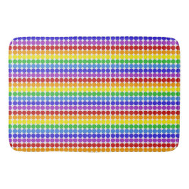 Regenbogen auf weißen Mod-Punkten des Mitteljahrhu Badematte
