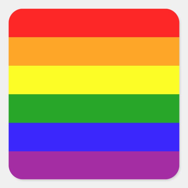 Regenbogen-Aufkleber - gerundet Quadratischer Aufkleber (Vorderseite)