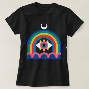 Regenbogen-Auge-Halbmond-Kunst T-Shirt