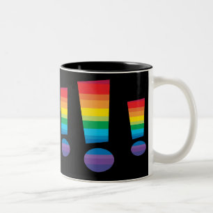 Regenbogen-Ausrufs-Punkt-Tasse Zweifarbige Tasse