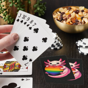 Regenbogen Axolotl Herz Pride Amphibie Spielkarten