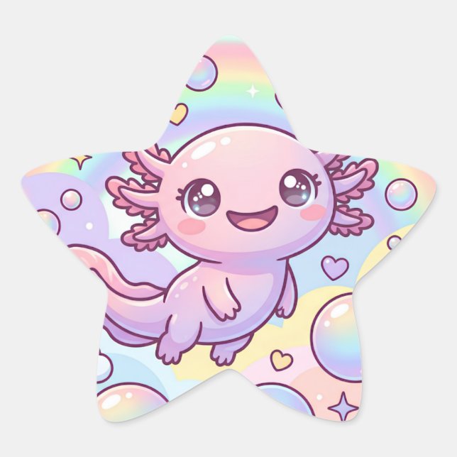 Regenbogen Axolotl Träume Stern-Aufkleber (Vorderseite)