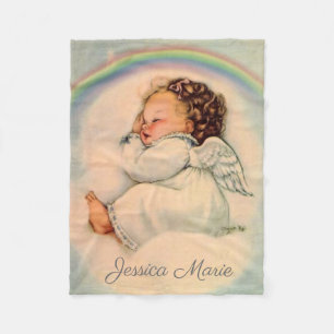 Regenbogen-Baby-Engel, der auf Wolke schläft Fleecedecke