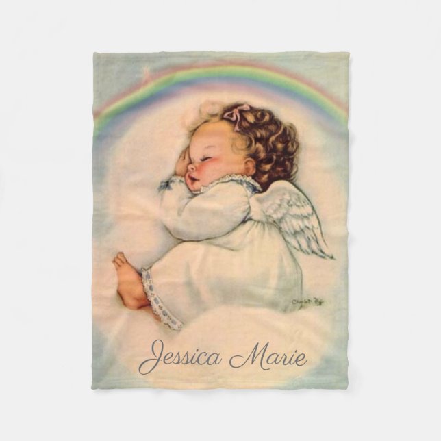 Regenbogen-Baby-Engel, der auf Wolke schläft Fleecedecke (Vorderseite)