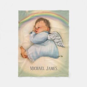 Regenbogen-Baby-Engel, der auf Wolke schläft Fleecedecke