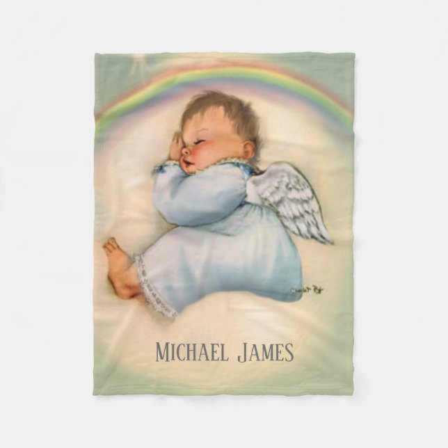 Regenbogen-Baby-Engel, der auf Wolke schläft Fleecedecke (Vorderseite)