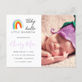 Regenbogen-Baby-Geburtsankündigung Kleiner Regenbo Einladungspostkarte