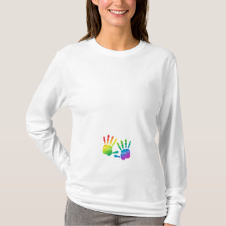Regenbogen-Baby Handprints Mutterschafts-Shirt T-Shirt