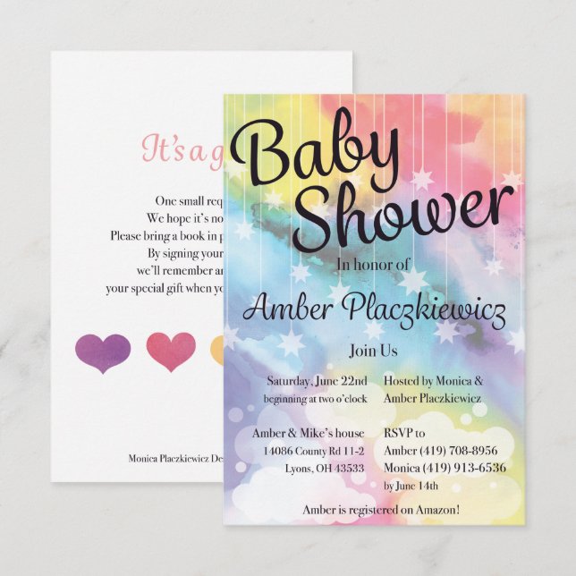 Regenbogen-Babyparty-Einladung Einladung (Vorne/Hinten)