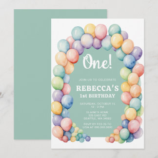 Regenbogen-Ballonbogen Geburtstag jedes Alters Einladung
