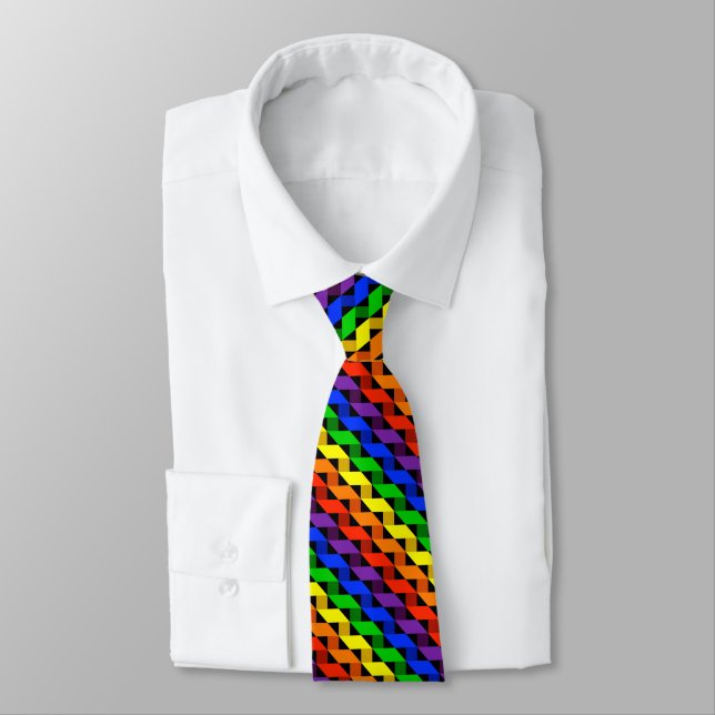 Regenbogen-Band-Steppdecken-Muster-Gay Krawatte (Gebunden)