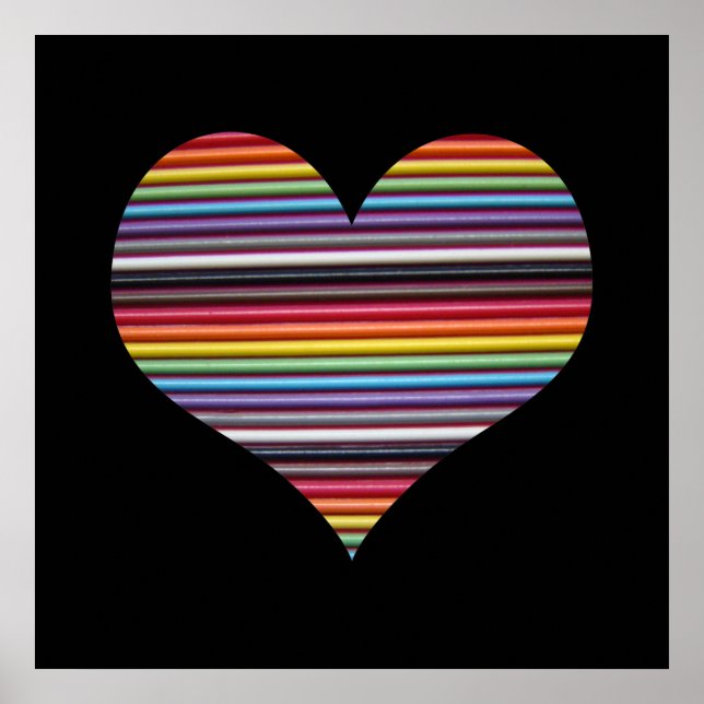 Regenbogen-Bandkabel-Herzwandposter Poster (Vorne)