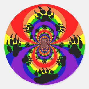 Regenbogen-Bärenpranke-polare Umstellung Runder Aufkleber