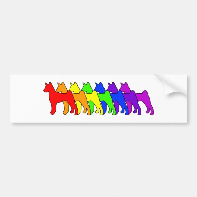 Regenbogen Basenji Autoaufkleber (Vorne)