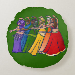 Regenbogen-Bauchtänzer-Kunst-Bauchtanzgruppe Rundes Kissen
