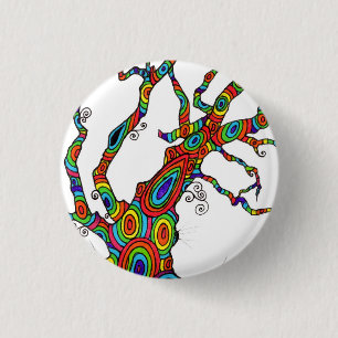 Regenbogen-Baum - buntes Knopf-Abzeichen Button