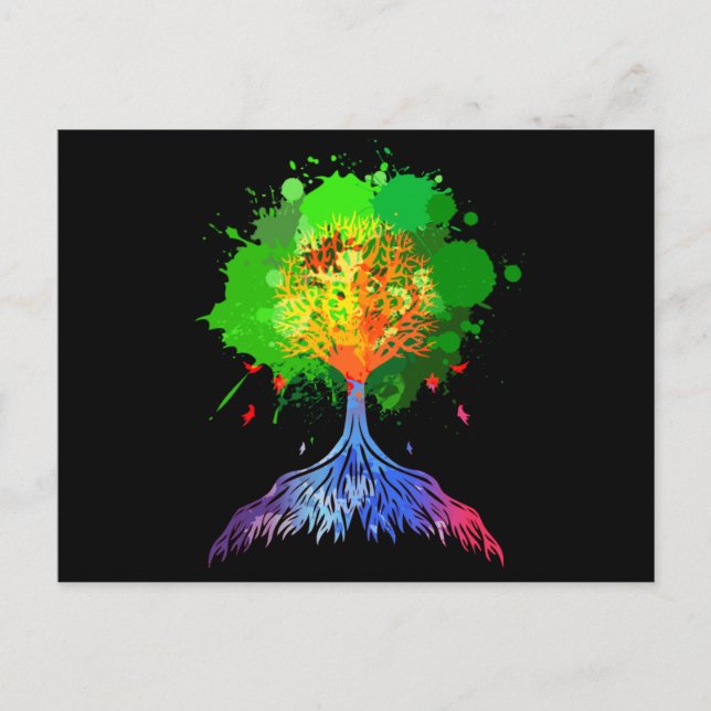 Regenbogen-Baum des Lebens Postkarte (Vorderseite)