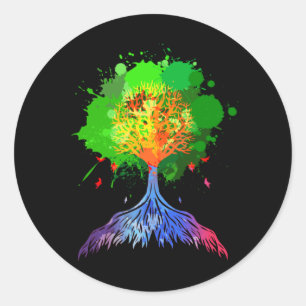 Regenbogen-Baum des Lebens Runder Aufkleber