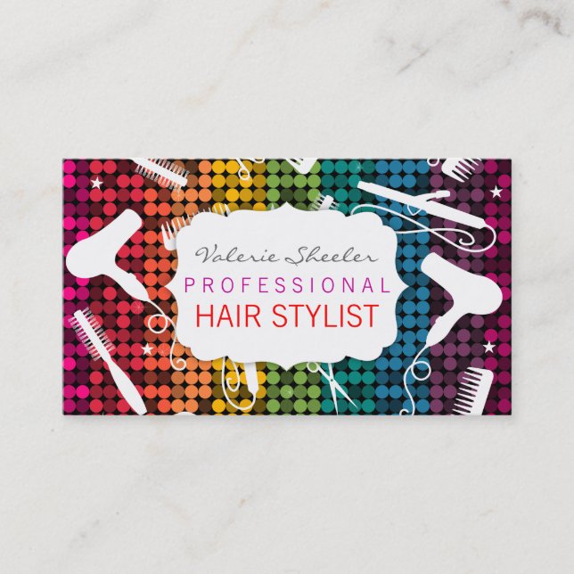 Regenbogen-bezaubernde Friseursalon-Visitenkarten Visitenkarte (Vorderseite)