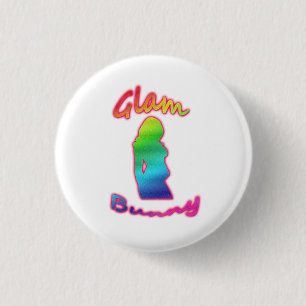 Regenbogen-bezauberndes Häschen-Logo auf Knopf Button