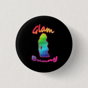 Regenbogen-bezauberndes Häschen-Logo auf schwarze Button