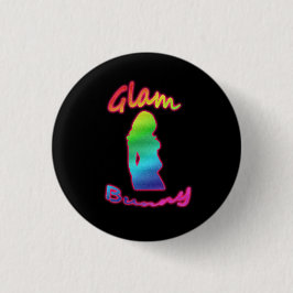 Regenbogen-bezauberndes Häschen-Logo auf schwarzem Button