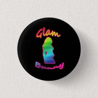 Regenbogen-bezauberndes Häschen-Logo auf schwarzem Button